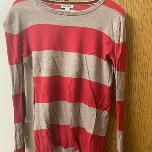 Old Navy size medium light sweater shirt. Pink Stripes. Lightly worn.